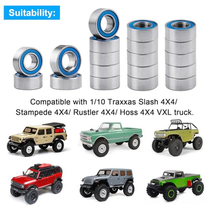 20PCS Bearing Kit Steel Sealed for Axial SCX24 Deadbolt Bronco JLU Gladiator C10 Wrangle 1/24 RC Crawler Upgrade Parts