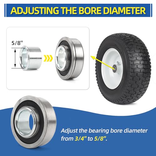 Bearing Bore Hole and Hub Length Adjustment Hardware Kit, with Flanged Bearing Sleeves, Nylon & Steel Washers