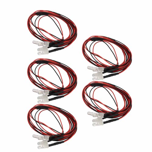 Drfeify RC Car LED Light Kit, 4 LED Lamp Set with 2 White Headlights and 2 Red Taillights, for 1/10 1/8 RC Model Car Truck Crawler Axial SCX10 D90 HSP