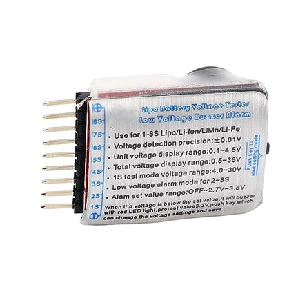 4 PCS 2 in 1 1 8S Lipo Battery Voltage Tester Monitor Low Voltage Buzzer Alarm RC Battery Checker