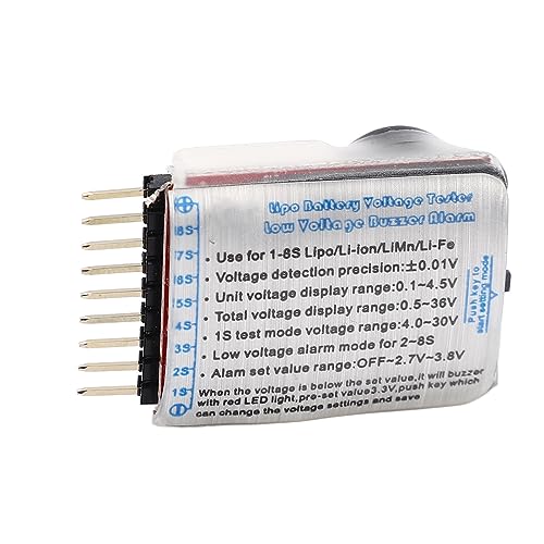 4 PCS 2 in 1 1 8S Lipo Battery Voltage Tester Monitor Low Voltage Buzzer Alarm RC Battery Checker