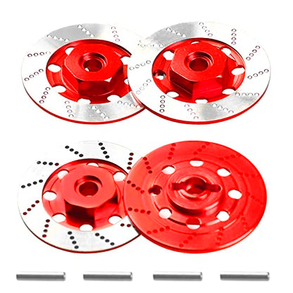 4Pack Vgoohobby Metal 12mm RC Car Hex Hub 12mm Brake Disc Wheel Hubs Adapter Spacer Compatible with Traxxas Tamiya Redcat HSP HPI 1/10 On-Road Car (Red) - color: Red