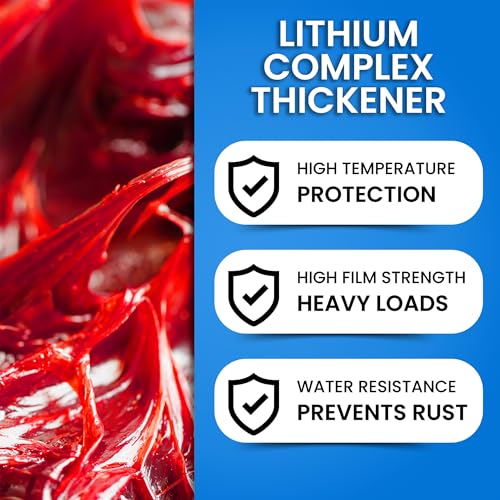 Red and Tacky Lithium Grease Tube | Wheel Bearing | High Temp | Axle | Automotive | Trailer | 5th Wheel | Ball Joint | Tractor | Single Cartridge for Grease Gun | NLGI 2 | HeavyDuty