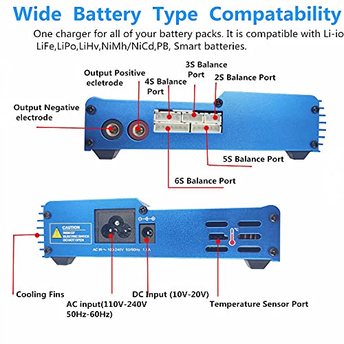 Upgrated 7A B6AC V2 Lipo Battery Balance Charger Discharger with Power Supply for LiPo/Li-ion/Life/LiHv Battery (1-6S) NiMH/NiCd (1-15S) PB (2-24V) Smart Battery(Rc Battery Charger)