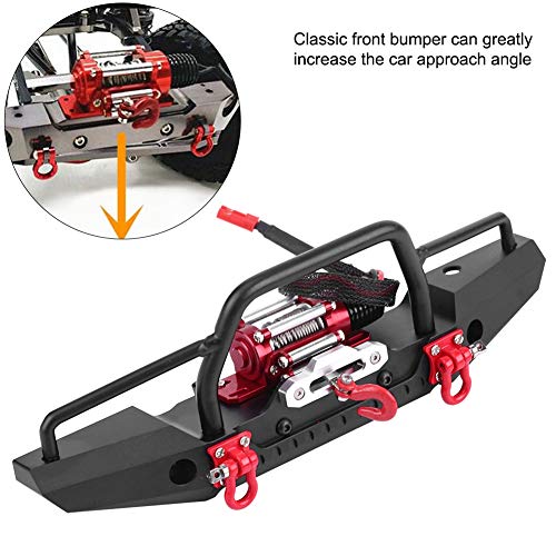 FOSA RC Car Front Bumper with Winch, Front Bumper with Winch Remote Controller for -4 RC Car Crawler Upgrade Part