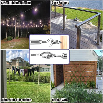 165FT Steel Cable Kit | M5 Turnbuckle & 1/8" Stainless Steel Wire Rope - color: 165FT Steel Cable