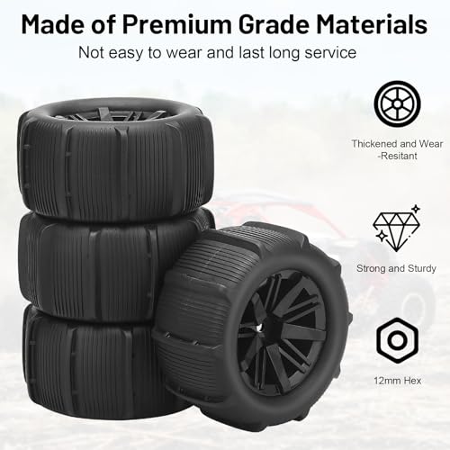 1/16 RC Tires, daitoku RC Paddles Buggy Tires 12mm Hex Hub RC Car Beach Tires for SCY MJX HBX H16 16889 16890 16890A H16E H16BM H16GT H16DR HB17 144001 144002 124016 Master RC Car
