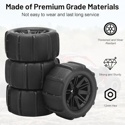1/16 RC Tires, daitoku RC Paddles Buggy Tires 12mm Hex Hub RC Car Beach Tires for SCY MJX HBX H16 16889 16890 16890A H16E H16BM H16GT H16DR HB17 144001 144002 124016 Master RC Car