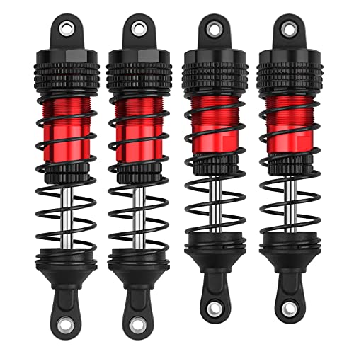 4PCS RC Oiled Shocks Absorber Set Fit for 1/12 1/14 1/16 RC Cars WLtoys 144001/124019/124018 MJX, SCY and HBX RC Buggy Off-Road Racing Upgraded Parts (Black Red) - color: Black red