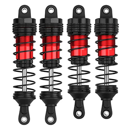 4PCS RC Oiled Shocks Absorber Set Fit for 1/12 1/14 1/16 RC Cars WLtoys 144001/124019/124018 MJX, SCY and HBX RC Buggy Off-Road Racing Upgraded Parts (Black Red) - color: Black red