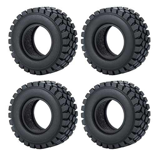RCLIONS 4pcs Rubber Micro 1" RC Wheel Tyres Tires with Foam Insert for All 1/24 Axial SCX24 AXI00001,AXI00002,AXI90081 Deadbolt RC Crawler Truck Car (50mm) - size: 50mm