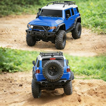 RC Cars RC Crawler 1/10 Scale RTR Remote Control Car 4WD 2.4GHz Brushed Offroad Racing Hobby Grade Model Vehicle with LED Lights 2Pcs Battery Toy for Kids and Adults - color: C-blue01