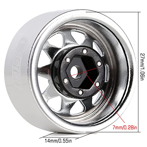 INJORA Stamped Steel 1.0 Beadlock Wheel -3.78mm Offset for Micro Crawlers - color: Silver