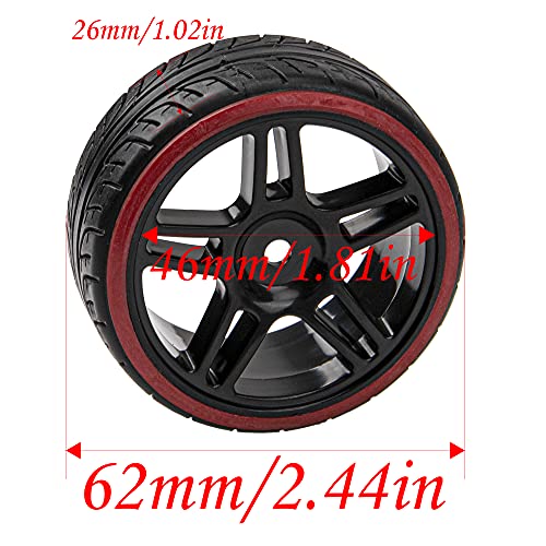 5-Spoke Hard Plastic Wheel Rims & Plastic Tires 12mm Hex for Traxxas HSP Tamiya Kyosho Himoto HPI Redcat 1/10 On-Road RC Drift Drifting Car (Style 2), Black