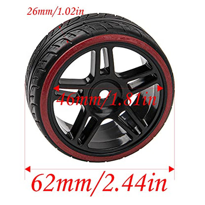 5-Spoke Hard Plastic Wheel Rims & Plastic Tires 12mm Hex for Traxxas HSP Tamiya Kyosho Himoto HPI Redcat 1/10 On-Road RC Drift Drifting Car (Style 2), Black