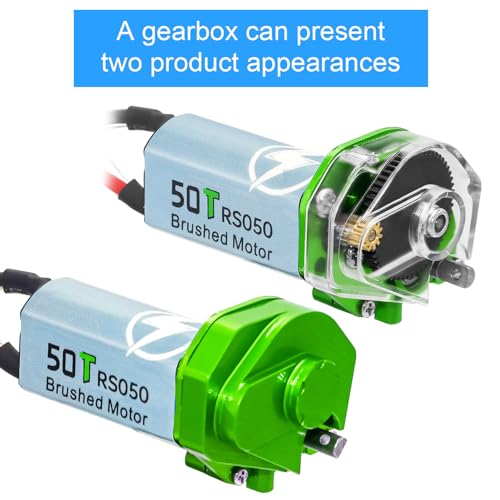 050 50T Brushed Motor with Transparent Acrylic Aluminum Alloy Transmission Gearbox for 1/24 RC Crawler SCX24 AX24 Upgrade(Green) - color: Green&Black