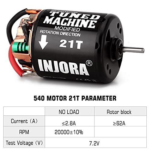 INJORA 540 Brushed Motor 35T Waterproof Motor for 1/10 RC Cralwer（21T） - size: 21T
