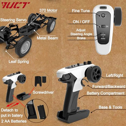 YUCT WPL C94 RC Crawler 1/12 Military RC Truck | 4WD 2.4Ghz Off-Road Vehicle with Two Batteries & Metal Drive Shaft (Green)