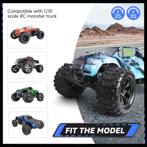 Pre-Glued 2.8 Tires 1/10 Scale RC Truck Wheels and Tires 12mm Hex for Traxxas Rustler Stampede 4x4 & 2WD Slash Hoss 4WD Redcat Volcano Epx Pro, Set of 4