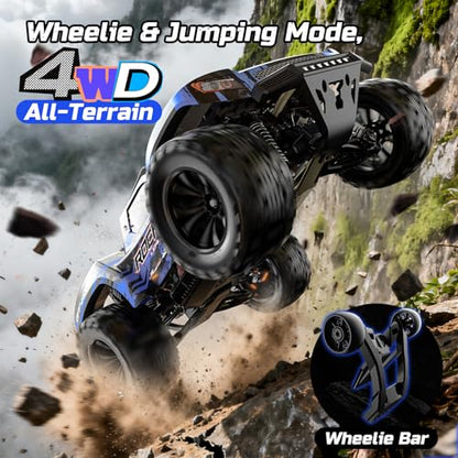 DEERC 1:12 Fast RC Cars 45KPH, 4WD High Speed Short Course RC Truck, Off-Road All Terrain Remote Control Car with 2 Batteries & Spare Tire, 2.4GHz Desert RC Monster Truck for Adults Kids Boys Gift