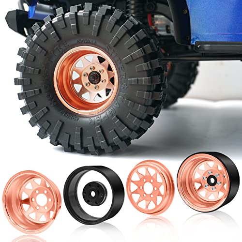 OGRC 1.9 Beadlock Wheel Offset -8.9mm Wheel for Traxxas Axial 1/10 RC Car - color: Rose Gold