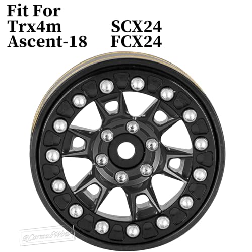 RC 1.3 Beadlock Wheels Single & Dually for 1/18 TRX4M Ascent-18,1/24 SCX24 FCX24 RC Crawler Car,Aluminium & Brass 1.3 Beadlock Rims,4pcs,Black w/Black - color: Black(4pcs)