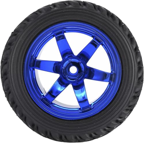 4PCS 75mm Rubber Tires and 6Spokes Plastic Wheel Rims Tyre for 1/10 RC On-Road Drift Racing Car 1:14 1:16 Rally Car for Tamiya Kyosho HPI HSP TT02 Upgrades Parts (Blue) - color: Blue