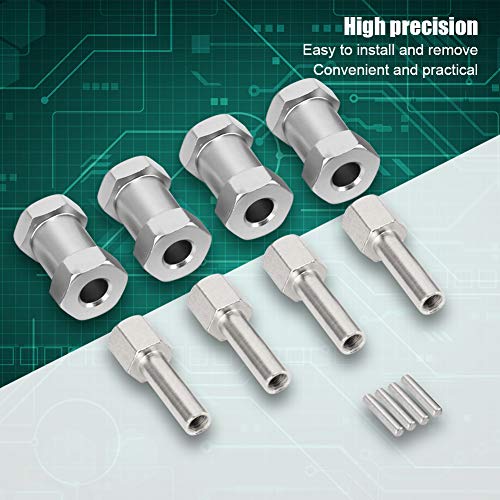 Generic 20mm Extension Wheel Hub Hex Drive Adapter, Durable Aluminium Alloy, Easy Install for 1/10 RC Drift Cars, 4PCS, SilverRedBlack (Silver) - color: Silver