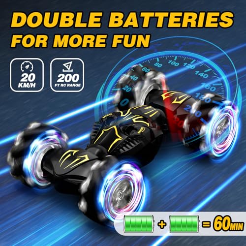 Remote Control Car for Boys 8-12, 4WD Gesture Sensing RC Stunt Car 2.4Ghz with Lights Music Sprayer RC Cars for Boys Age 4-7 8-12 Hand-Controlled Cars Toys Birthday Gifts for Kids Girls Black - color: Black