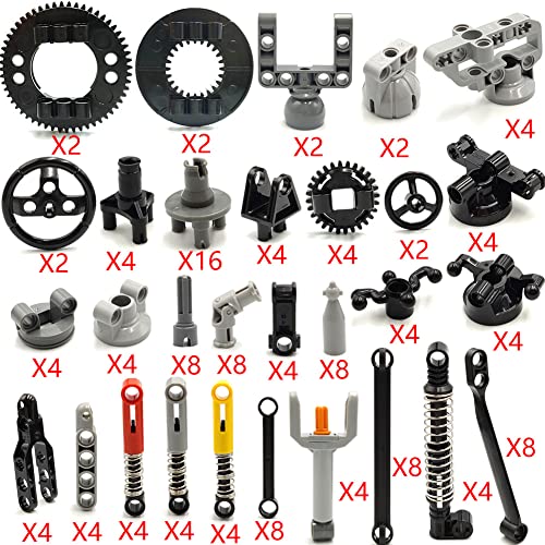 dspitwod MOC Technical Wheels Connectors Rack Gear Car Suspension Building Brick Accessories Pieces Sets STEM Learning Kits Engineering Toy Gift for Kids … - style: 144 TECHNIC PARTS