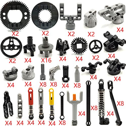 dspitwod MOC Technical Wheels Connectors Rack Gear Car Suspension Building Brick Accessories Pieces Sets STEM Learning Kits Engineering Toy Gift for Kids … - style: 144 TECHNIC PARTS