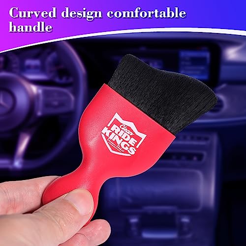 Car Interior Detailing Brush - Red | Sweeps dust from auto dashboard, door panels & buttons. Soft bristles with cover. Ideal vehicle cleaning supply gift. - color: Matte Black
