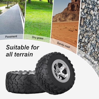HobbyPark Pre-Glued 1/10 RC Short Course Truck Tires and Wheels Chrome for Traxxas Slash 2wd 4x4 Vxl BL-2S Redcat Blackout SC Pro TR10 Losi 22S SCT 3S 4S Lipo Brushless, 4Pcs