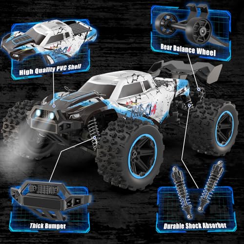 1/14 RC Cars Fast 50 KPH, 4WD Offroad RC Truck with 60 Mins Runtime, All Terrain High Speed Remote Control Car with 2 Rechargeable Batteries 2000 mAh, RC Cars for Adults and Boy Gifts