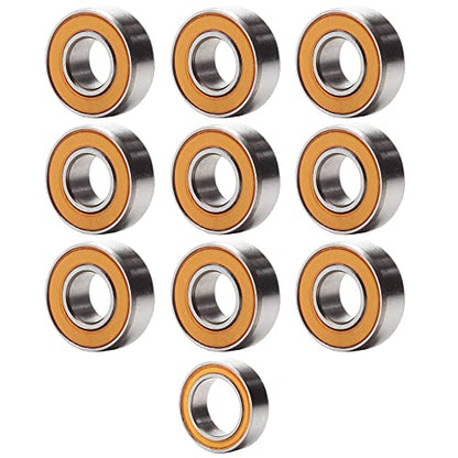 Bearing Kit Compatible with Tamiya Grasshopper/Hornet Precision (5x11x4mm/9pcs, 5x8x2.5mm/1pc) Orange Rubber Sealed