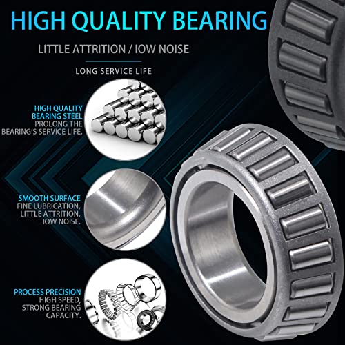 iBroPrat 4 Sets 3500 LB L68149 L44649 Boat Trailer Axle Bearing Kits | with 171255TB/10-19 Grease Seals, 1.98" Dust Covers and Rubber Plugs, Cotter Pins for #84 Spindle