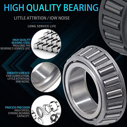 iBroPrat 4 Sets 3500 LB L68149 L44649 Boat Trailer Axle Bearing Kits | with 171255TB/10-19 Grease Seals, 1.98" Dust Covers and Rubber Plugs, Cotter Pins for #84 Spindle