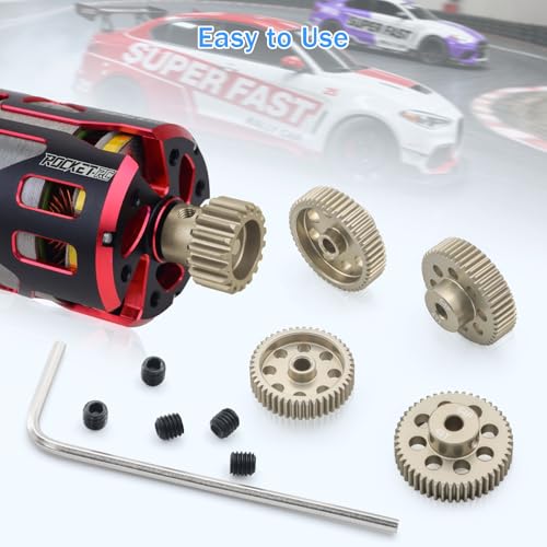 64DP Pinion Gear Set 46T 47T 48T 49T 50T for 3.175 mm Shaft Aluminium Alloy Pinion Gear with Screwdriver for 1/10 RC Car Motor - size: 46T 47T 48T 49T 50T