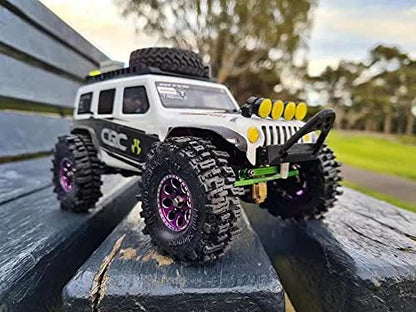 Treal SCX24 Wheels 1.0 Beadlock Wheels(4P-Set) for Axial SCX24 1/24 Crawler Brass Ring Weighted 27.3g/pc (Purple) - color: Purple