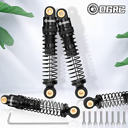 OGRC Shocks Absorber Oil Threaded Damper Aluminum Front & Rear Shocks for Axial SCX24 C10 JLU Deadbolt Gladiator Bronco Upgrade Parts (Black) - color: Black