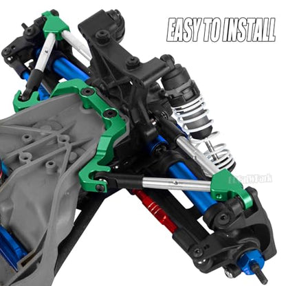 RC Front Tie Rods with Stabilizer Upgrades Part for 1/10 Slash 4X4 LCG,Alloy Aluminium Front Positive and Negative Teeth Pull Rod + Fixed Code Combination-Set,Green - color: Green - (Upgrades)
