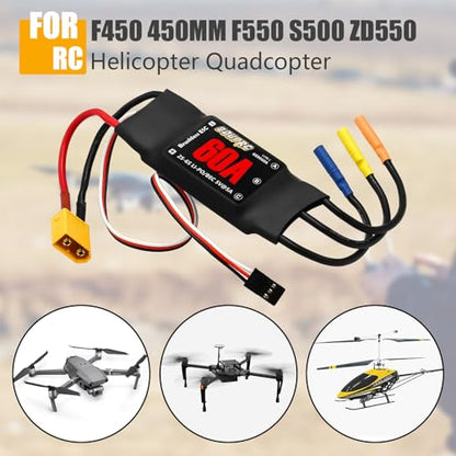 GOUPRC 60A Brushless ESC 2-6S Speed Controller with 5V/7A BEC & XT60 Plugs for Drone RC Helicopter Airplane Fixed Wing DIY RC Multi-axis Aircraft - style: 60A*2
