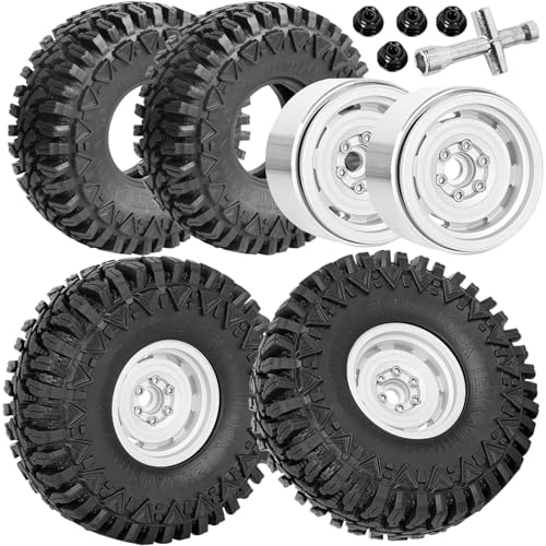 (4PCS) Aluminum 1.9 Beadlock Wheel Rims Heavy Duty for 1/10 SCX10 SCX10 II SCX10 III TRX4 D90 90046.Wheels Rim 1.9inch Beadlock Tires Wheel Hub Rim,Silver - color: Silver