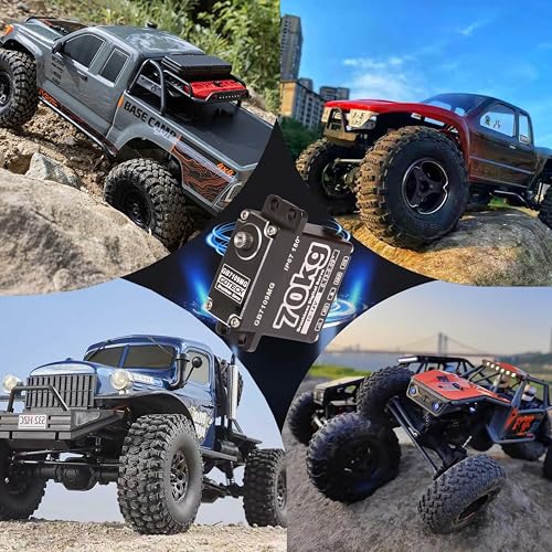 GOTECK 70KG Brushless Digital Servo,High Voltage 14V Metal Gear Waterproof Steering Servo with 25T Servo Horn for 1/8 1/10 RC Crawler Car,Robot,Boat,Truck Robot Parts (GB7109MG-180°)