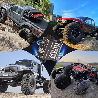 GOTECK 70KG Brushless Digital Servo,High Voltage 14V Metal Gear Waterproof Steering Servo with 25T Servo Horn for 1/8 1/10 RC Crawler Car,Robot,Boat,Truck Robot Parts (GB7109MG-180°)