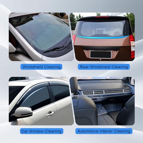 9 PCS Car Windshield Cleaner Tool Kit, Car Window Cleaner Windshield Cleaning Tool with Microfiber Pad Spray Bottle Detailing Brush and Extendable Handle, Auto Glass Wiper Kit Home Window, Blue