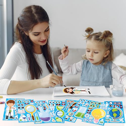 Science Stickers, Make-a-face Sticker, Make Your Own Science Stickers | 24 Sheets, Laboratory Sticker Decals, Chemistry, Biology, Physics, Classroom Decor for School Teacher - style: Laboratory Sticker