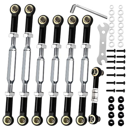 (2026 New) 74-112 mm Stainless Steel Turnbuckles with Spacers for RC Car,XZSNLYZ Upgrade Hops Up Camber Links Parts fit for 1/10 Traxxas Slash 2WD All Model, Rustler 2WD,Slash 4X4,Hoss,Stampede,Black - color: Stainless Steel & Black