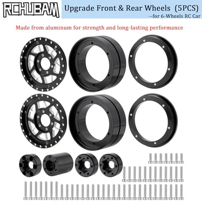 RCHUBAM 1.9" Dually Beadlock Wheel Rims for SCX10 TRX-4 TRX6 G63 6-Wheel | 5PC Aluminum Wheel Hubs,1/10 RC Hauler Crawler Truck Car Upgrade Part - style: 5PCS