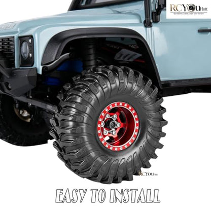 RC 1.0 Beadlock Wheels Tires Set for 1/24 SCX24 FCX24 1/18 Trx4m RC Crawler Car,Aluminum Wheel Rims/Soft Rubber Tires Wheel Tire,(4PCS) 1.0 Beadlock Wheels,Red - color: Red- (Wheel Tires)